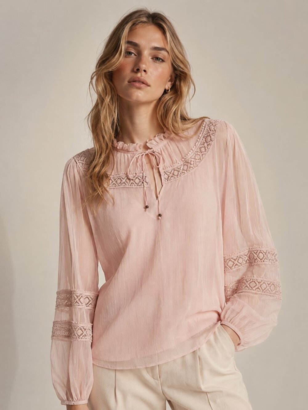 SECRET MISSION Boudicca 100% Silk Blouse In Pink
